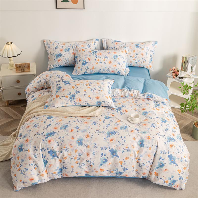 

Комплект постельного белья из 4 предметов с принтом из свежего хлопка Duo Xi Ai Mei Mian Kang Large (203x229cm)