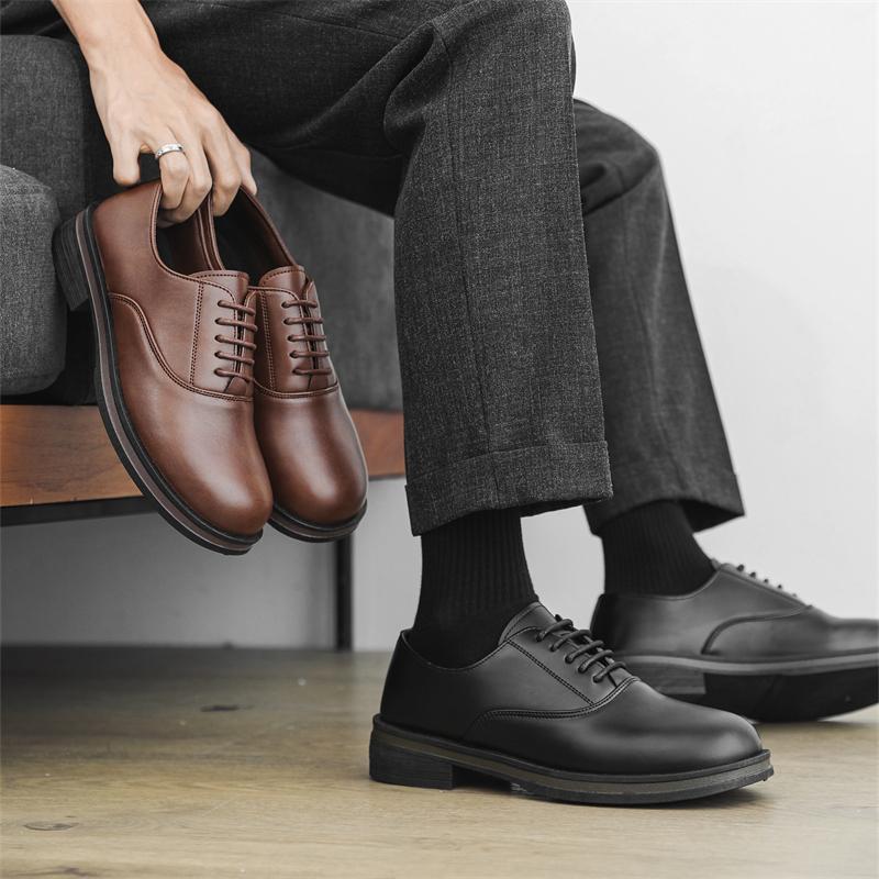 Fashion Lace-Up Men's Oxford Shoes Classic Casual Leather Walking Shoes for Men Outdoor Lace-Up Flats Comfortable Business Dress Shoes