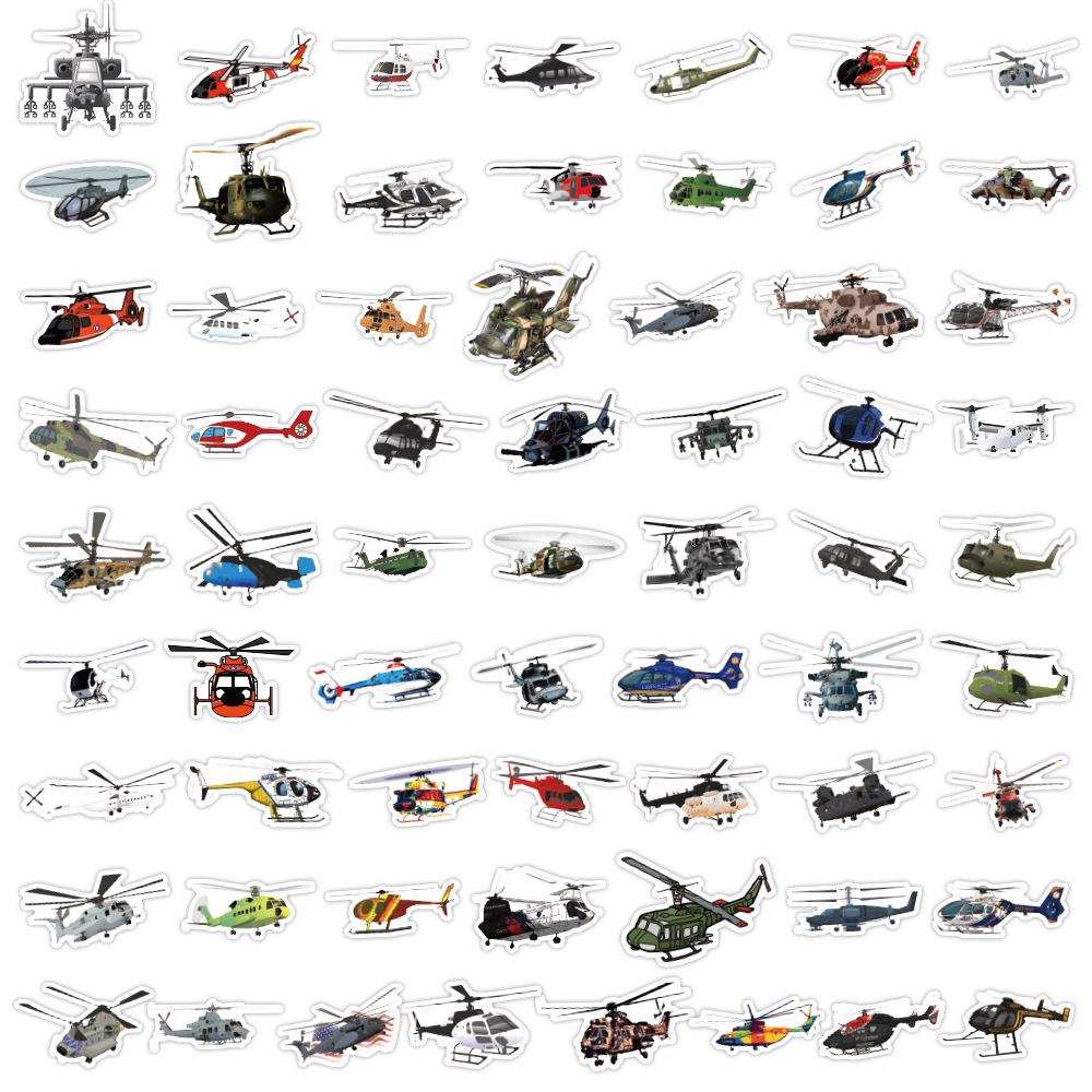 60-Piece Cartoon Helicopter Stickers: Waterproof Decorations for Planners, Water Bottles, and Computers