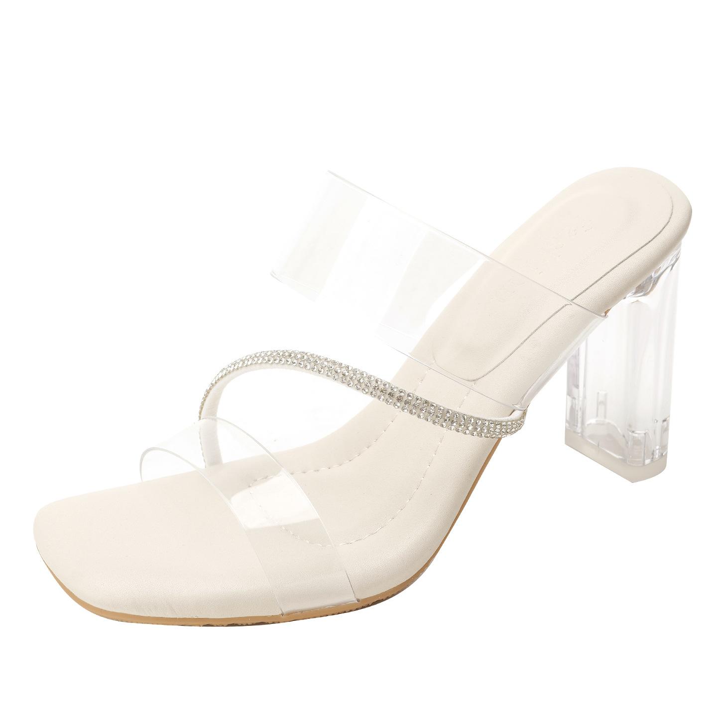 

Наступая на дерьмо, чувствуя себя бриллиантом в прозрачных босоножках на высоком каблуке, новые хрустальные босоножки на толстом каблуке, модные и универсальные сандалии на лето 40