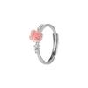 Korean 925 Sterling Silver Vintage Cinnabar Crystal Rose Flower Finger Rings For Women Money 925 Wedding Party Jewelry Gift