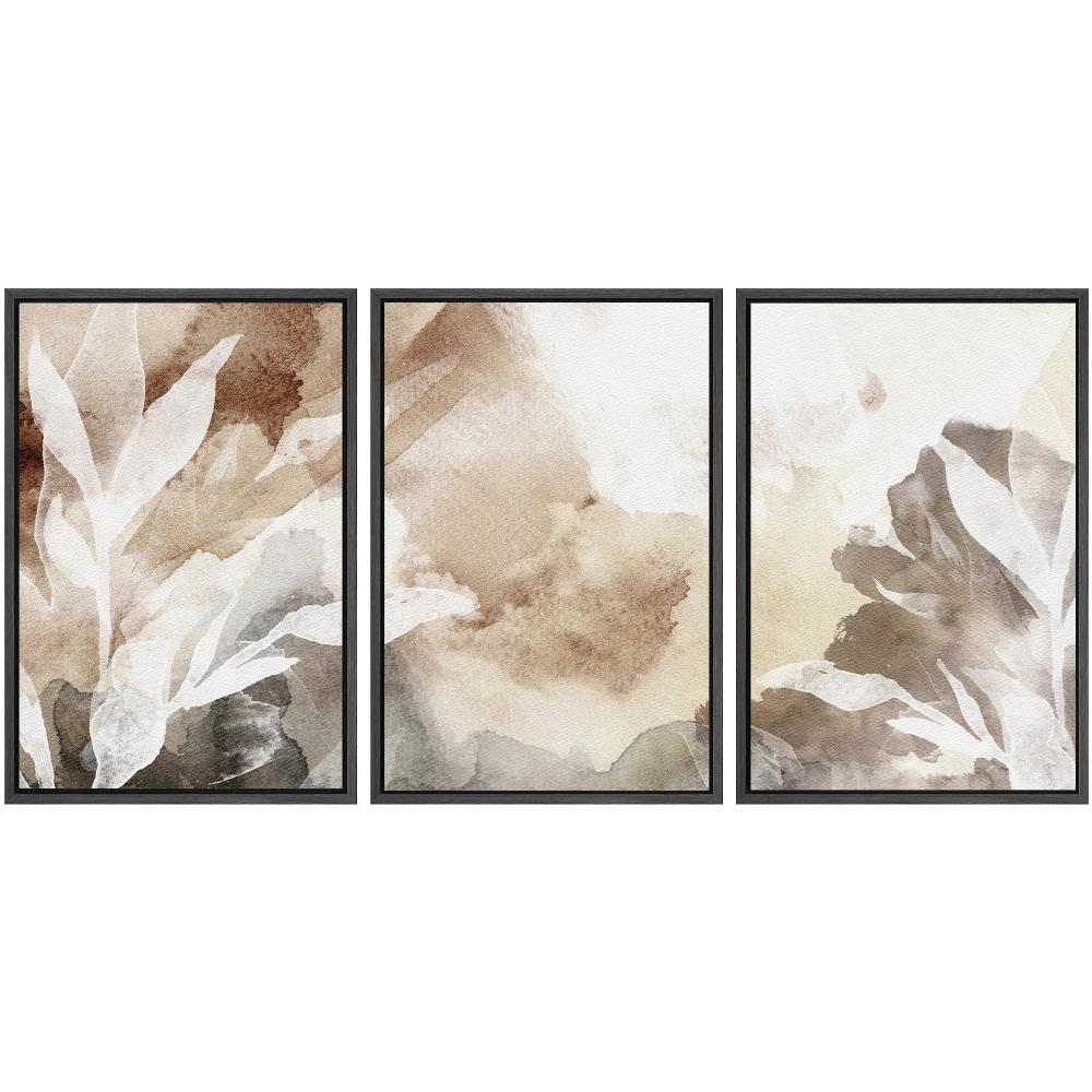 Beige Watercolor Botanical Wall Art Set, Neutral Abstract Boho Leaf Canvas Prints, Minimalist Home Decor & Perfect Gifts