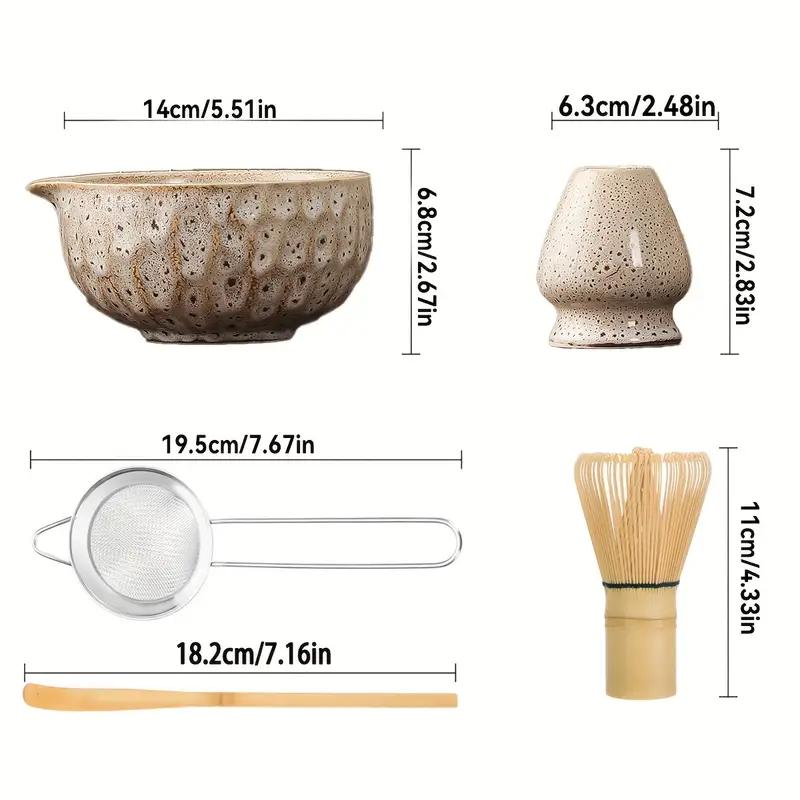 1set of Japanese matcha ceramic set, including kiln transformation matcha bowl, whisk, Hyakubon stand, matcha blender, gift