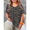Sommer Damen 3D-Druck V-Ausschnitt T-Shirt Mode Vielseitig Trend Atmungsaktiv Lässig