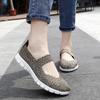 Large size breathable woven elastic band handwoven shoes women's single shoes large size flat bottom casual mother shoes tide