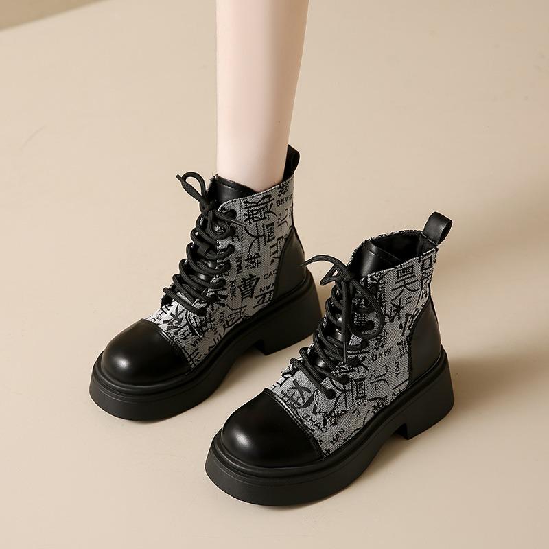 Brown short boots women's new autumn and winter cotton boots design sense Maillard velvet thickened Martin boots
