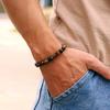 Unique Natural Stone Bracelet Men 8mm Obsidian Tiger Eyes Beaded Braclet Homme Hand Accessories Black Strand Brazalete Pulseira