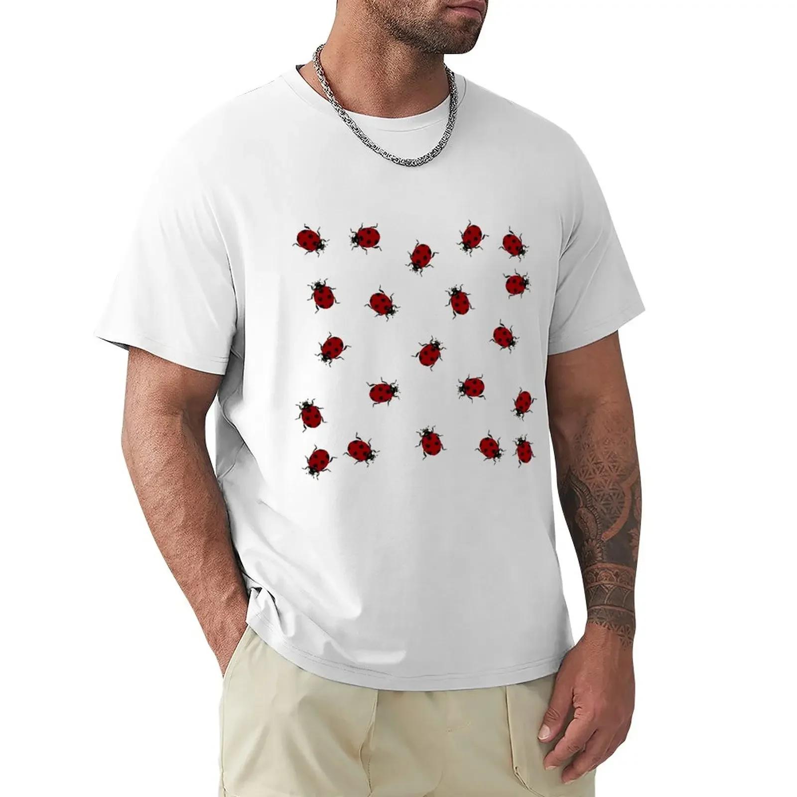 

Red Ladybugs T-Shirt korean fashion tops oversized men clothings kawaii clothes Short sleeve tee mens champioonn t shirts - M... S разноцветный