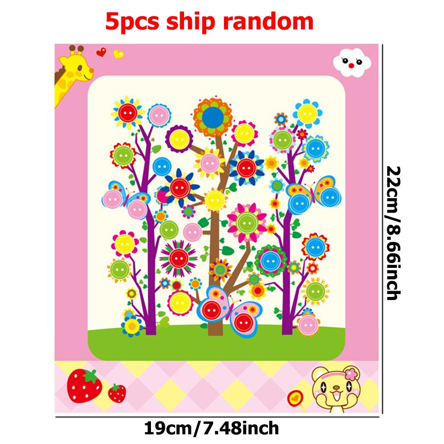 

5pcs Style Random Button Stickers Children Creative Handmade DIY Button Painting Toys School Art Craft Kids Early Education Toys