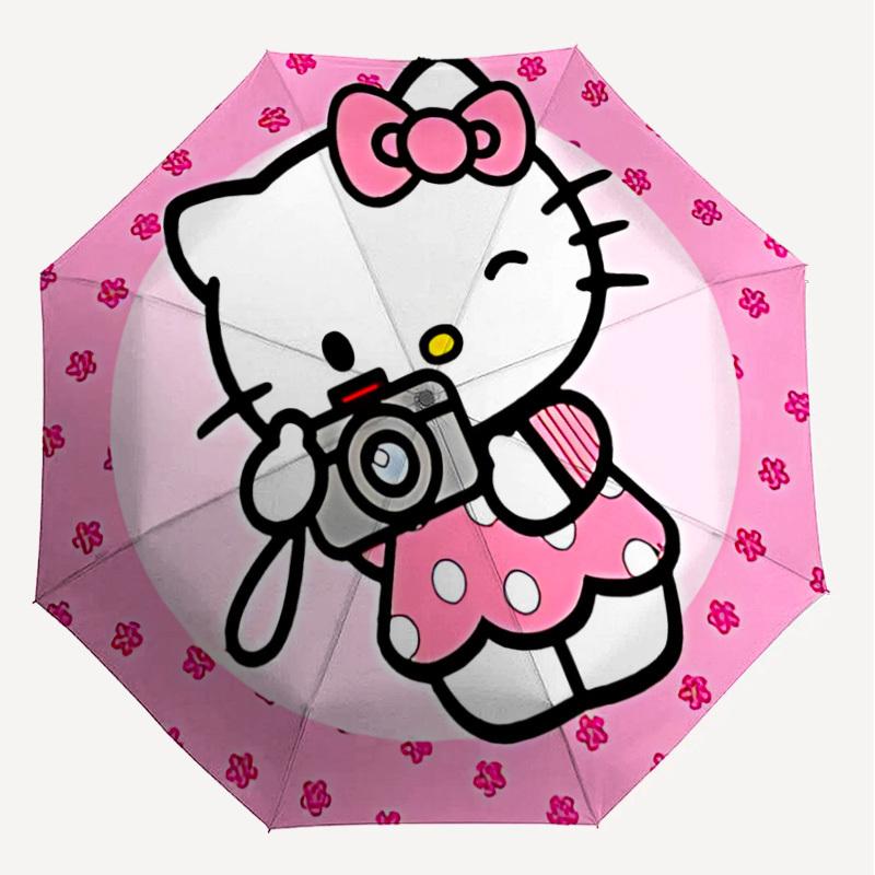 1PC Hello Kitty Umbrella-8-Rib Reinforced, Automatic Open, Lightweight & Durable, Cute Fashion Accessory for Outdoor, Beach or Casual Use, Beach Umbre