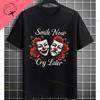 Unisexs Funny Comedy  Tragedy Masks  White Roses Art Graphic Tshirt Shortsleeve Pure Cotton Fashion Streetwear Casual Tshirt
