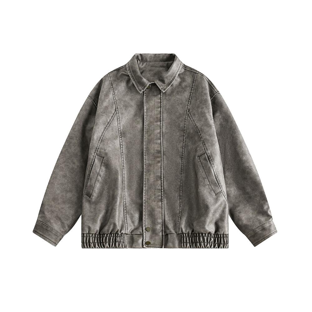 

Весенне-осенняя американская ретро кофейная куртка-локомотив из кожи для мальчиков и девочек, свободная куртка из ПУ кожи в стиле INS, тренд XXXL серый