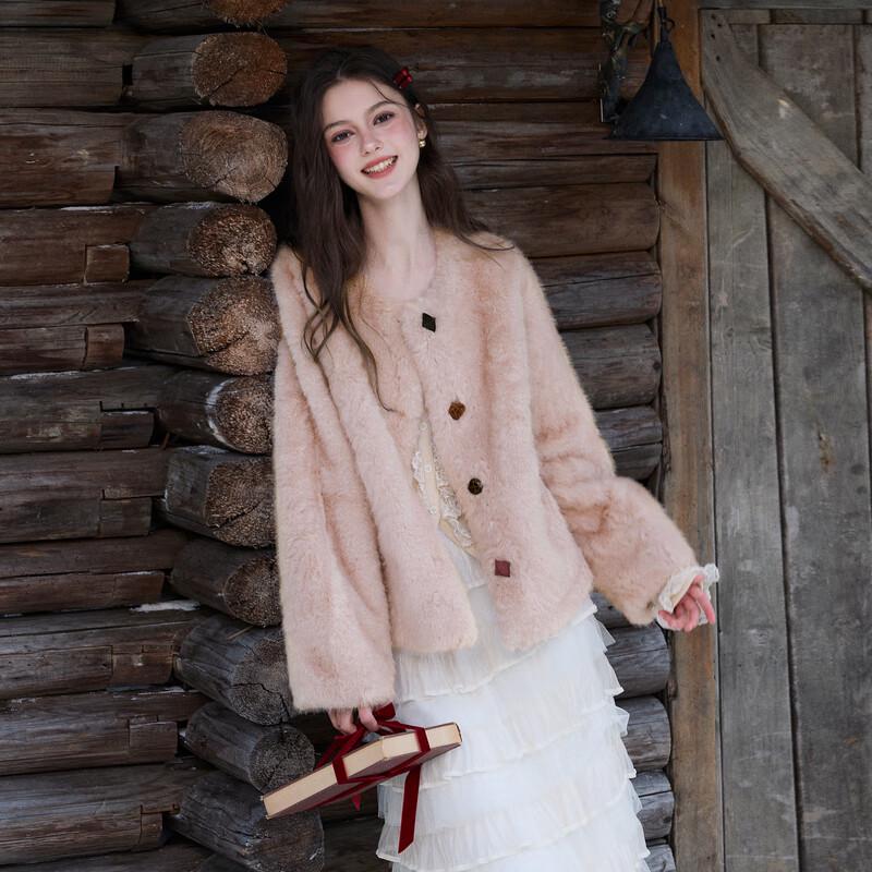 Sancai Women's Winter Faux Fur Short Jacket