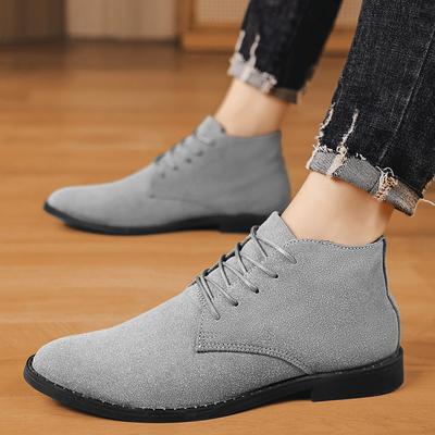 Fashion Casual Shoes Man Fashion Men Ankle Chelsea Boots Lace Up Male Shoes Mid Top Suede Leather Slip On Motorcycle Man Boots