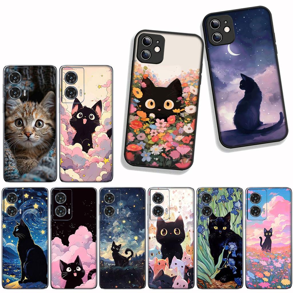 Funda Coque Cover for Huawei P30 P20 P10 Mate 10 20 Lite Pro Y9A Y8S P Smart Y6 Y7 Y9 Prime 2019 Case Black Meow Kitten Cat