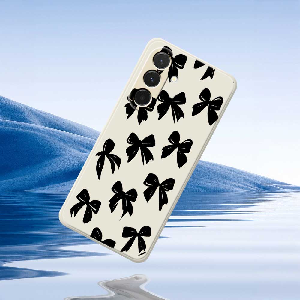 For Samsung Galaxy A36 5G Case Black Bow Pattern Printing Straight Edge TPU Phone Back Cover