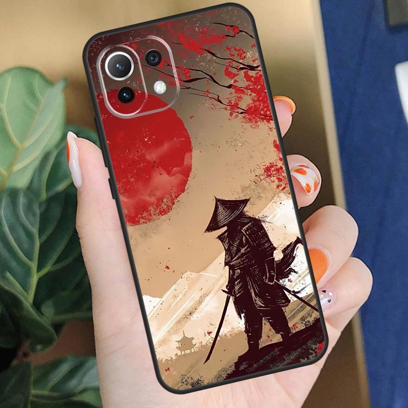 Japan Ninja Samurai Red Sun Case For Xiaomi 15 14 Ultra 13T 14T 15T Pro 17 Pro Max POCO X7 Pro X5 X6 F5 F6 F7 F8 Coque