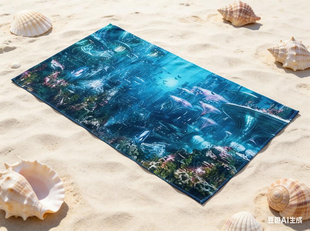 Underwater City Beach Towel Microfiber Sand Free Quick Dry Bath Towel For Adults Fantasy Ocean Travel Pool Vacation Essentials