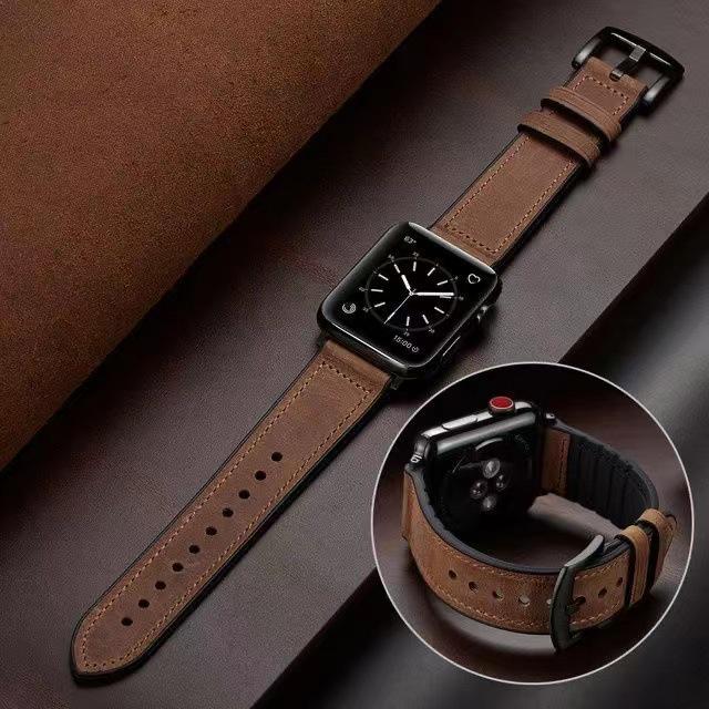 Compatible Silicone Leather Straps for Apple Watch Series 3-8