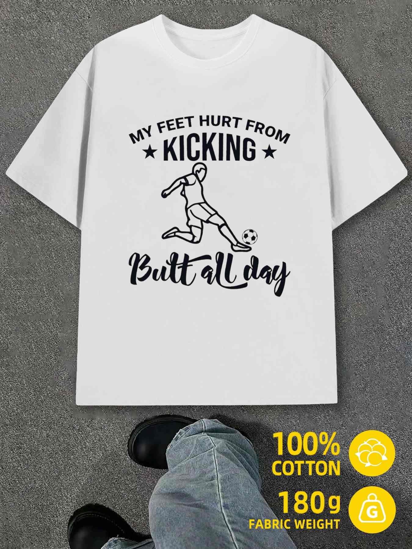 T-Shirt Y2K Football Kicker T-Shirts Cotton White S