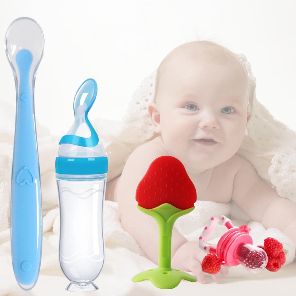 Baby Spoon Bottle, Fruit Feeder, Teether & Spoon Combo (Pack of 4)