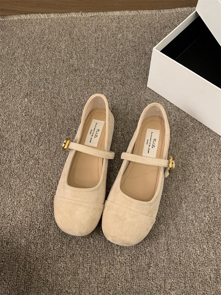 Soft-soled round-headed French shallow-mouth single shoes 2025 spring and autumn new commuter versatile one-word with flat Mary Jane shoes