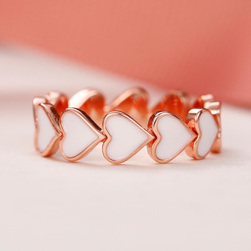 Huitan Fashion Women Heart Love Rings Sweet Girls Finger Accessories Daily Wear Party Statement Rings Exquisite Birthday Gift