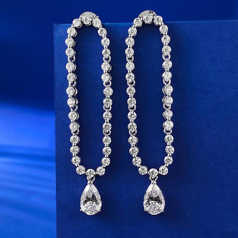 

Luo Xi Temple S925 Silver 1 Carat Diamond Teardrop Earrings - Stylish European & American Design 925 Silver