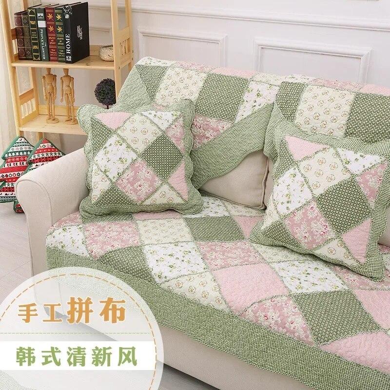 High Quality All-season Universal Washed Cotton Cushion European Style Fabric Sofa Cushion Cushion Lace Anti Slip Backrest Cover