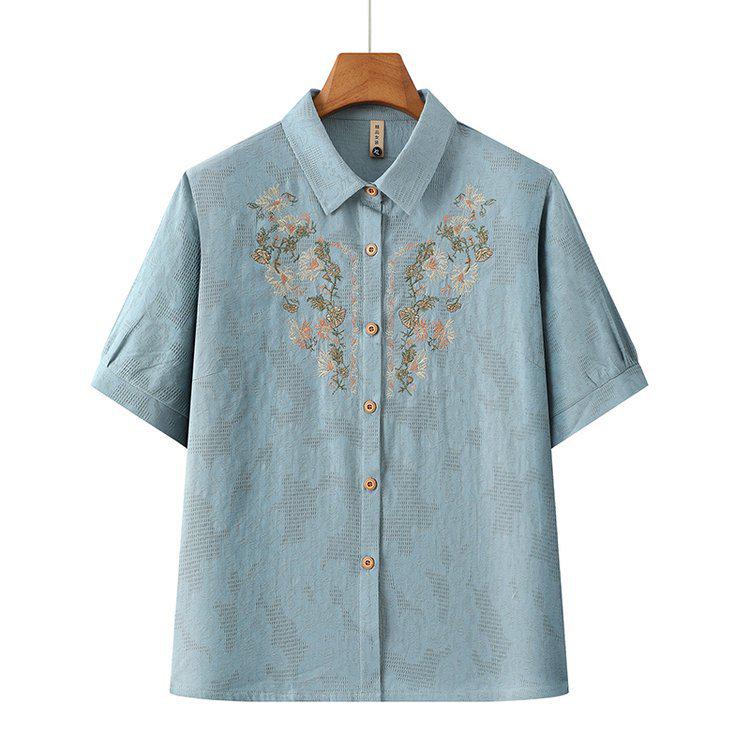 Grandma's Casual Summer Two-Piece: Short-Sleeved Shirt & Set for Women 60 and Up