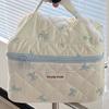 Portable Quilting Cosmetic Bag Ladies Large Capacity Travel Organizer Washbag Cute Bow Knot Pattern Make Up Zipper Storage Bag