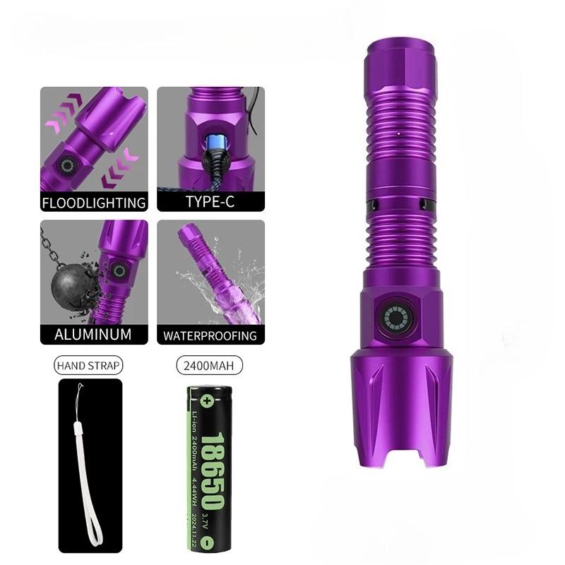 395nm UV LED Portable Flashlight Black Light Wavelength Violet Flashlight Pet Urine Scorpion Hygiene Detector Use 18650 Battery