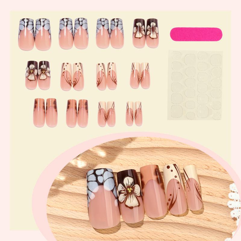 

Накладные ногти Длинные Коффин Глянцевые Полное покрытие Акриловые Длинные Квадратные Накладные Ногти с Дизайном Искусственные Накладные Ногти Клей Наклейки на Ногти для Женщин