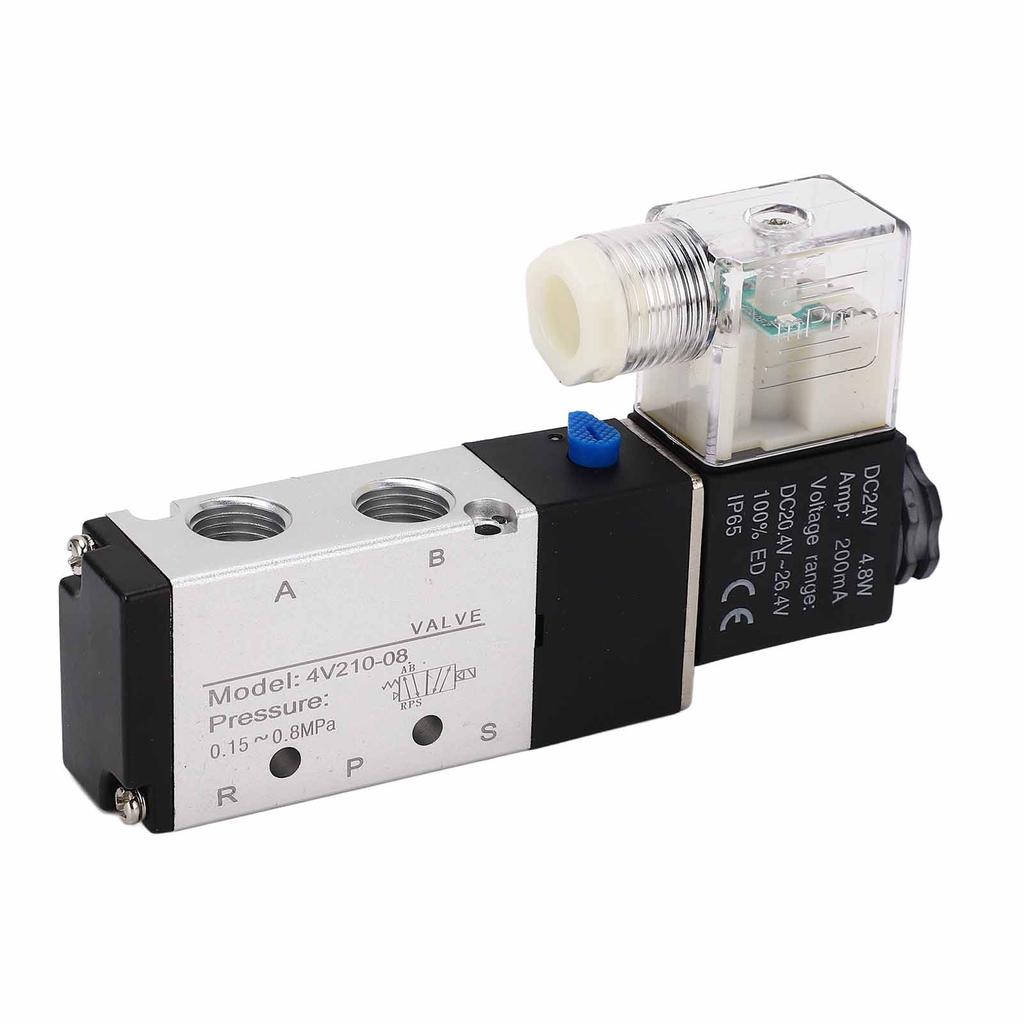4V210?08 Electric Solenoid Valve Normal 2 Position 5 Ways Air Compressed Drain Valve for Automatic