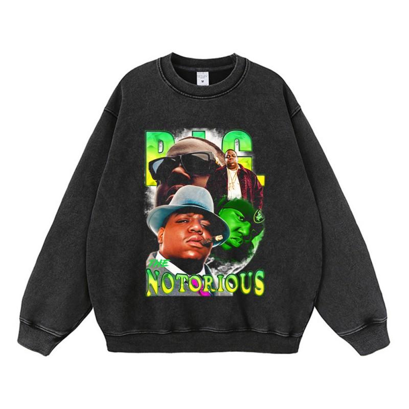 Sweat à capuche oversize en coton pour homme - Sweatshirt Streetwear Coupe ample avec imprimé délavé vintage et manches tombantes