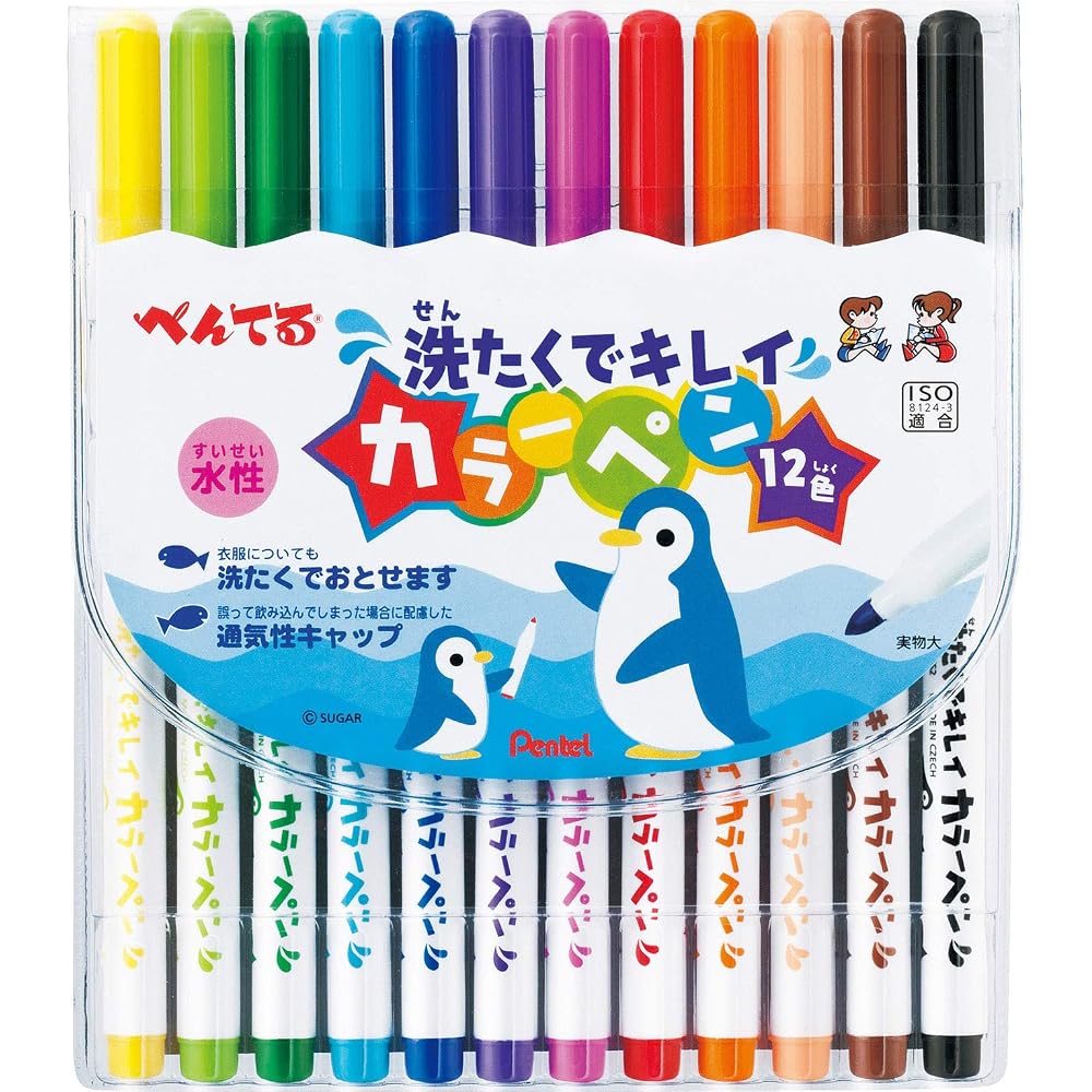 Pentel Water-based Pen Washable Clean Color Pen SCS2-12 12 Colors