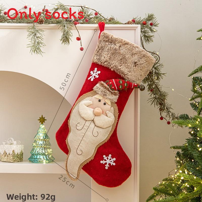 Christmas Socks Gift Set With Elk Santa Claus Decoration For Tree Hanging