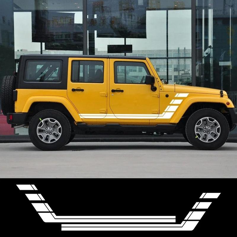 Car Stripe Sticker Hockey Style Sport Graphics Off Road Decor Vinyl Decal Accessories For Jeep Wrangler JL Rubicon 4x4 2018-2025