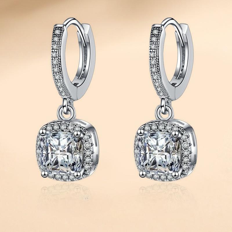 New 925 Silver Earrings Hot for Women Sterling-Silver Luxury Wedding Jewelry Elegant Female Accessories Fashion Gift Party
