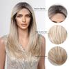 LOUIS FERRE Brown Blonde Ombre Synthetic Lace Front Wig Long Straight Fake Hair Wig for Women Daily Cosplay Lace Wig With Bangs