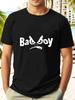 "Bad Boy" Graphic Tee - Casual Summer Cotton T-shirt with Angry Cat Design