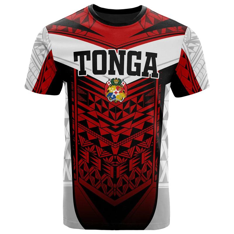 T-shirt Grafiche con Mappa della Bandiera di Tonga Maglietta con Emblema Nazionale Tongano per Uomo Abbigliamento Polinesia T-shirt Unisex Casual da Uomo Top da Donna