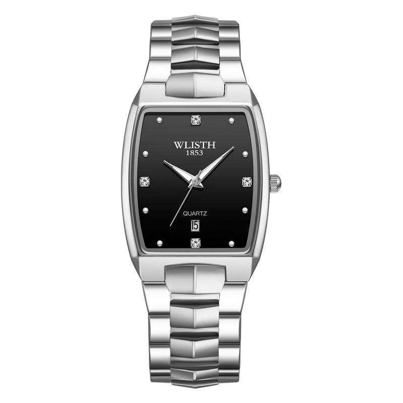 Top Brand New Style Watch Fashion Couple's Watch Square Steel Band Watch Men's Luminous Quartz Diamond Calendar Women's Watch