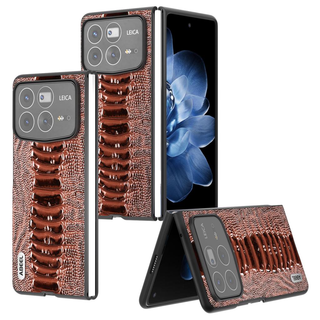 For Xiaomi Mix Fold 4 5G Case Genuine Cow Leather+PC Crocodile Texture Phone Cover