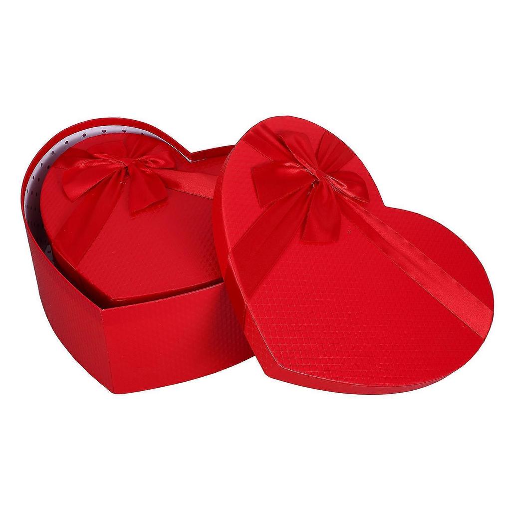 Valentine's Day Heart-Shaped Box Romantic Flower Box Wedding Gift Bag Red Paper 3Set