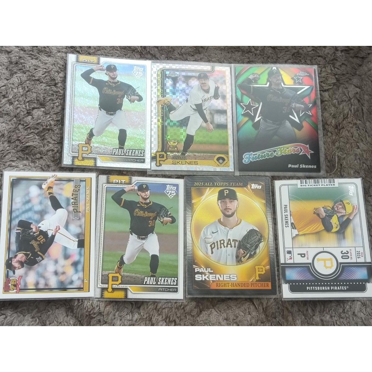 Used Paul Skenes MLB Trading Card Set of 7