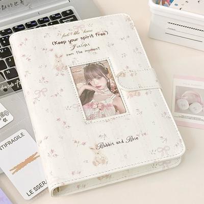 1pc High Quality PU Photo Card Binder A5 Loose-leaf Photo Album Pink Floral Patterns Storage Booklet Collectibles