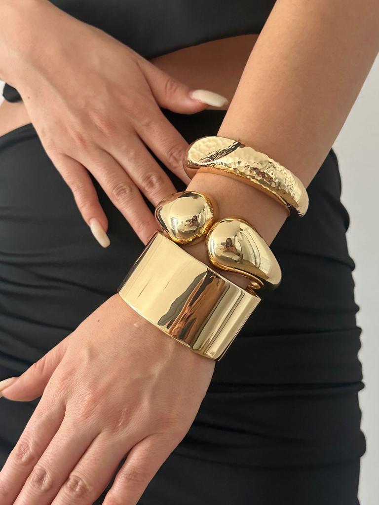 DIEZI Hip Hop Exaggerated Gold Color Metal Cuff Bangles for Women Men Gift Punk Geometric Water Drop Bracelet Party Gift Jewelry
