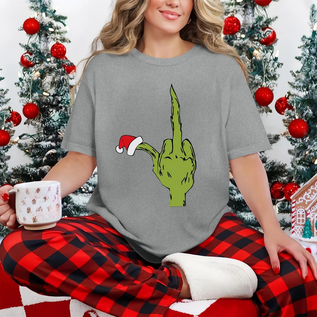 Dámské ležérní tištěné tričko s kulatým výstřihem, svetr s krátkým rukávem