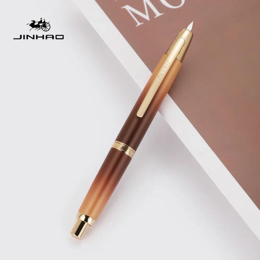 JINHAO 10 Druck-Einziehbare Füllfederhalter EF/F Feder Handpoliert Rosa Tinte Stift mit Konverter Büro Schulbedarf A1